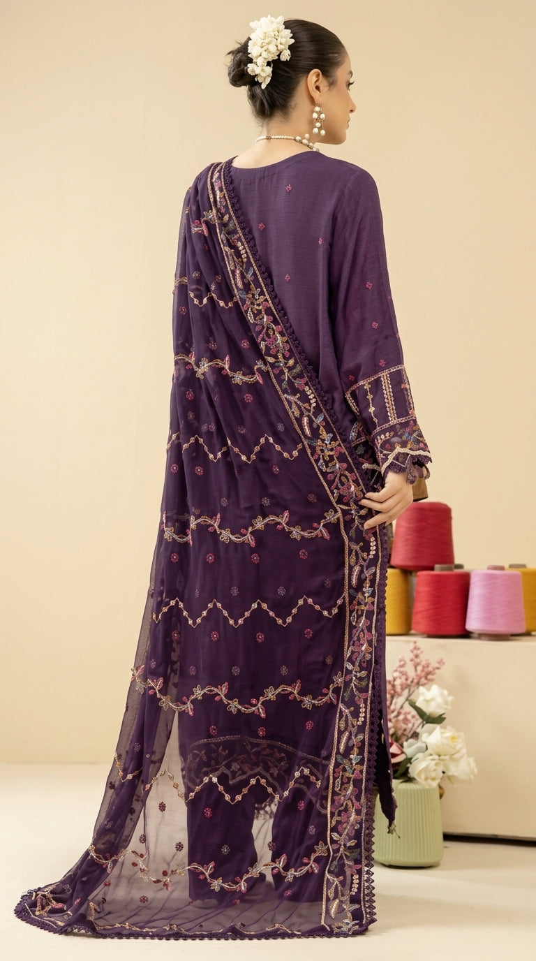 Johra Miraal | Embroidered Silk Unstitched Fabric | 1 Meter