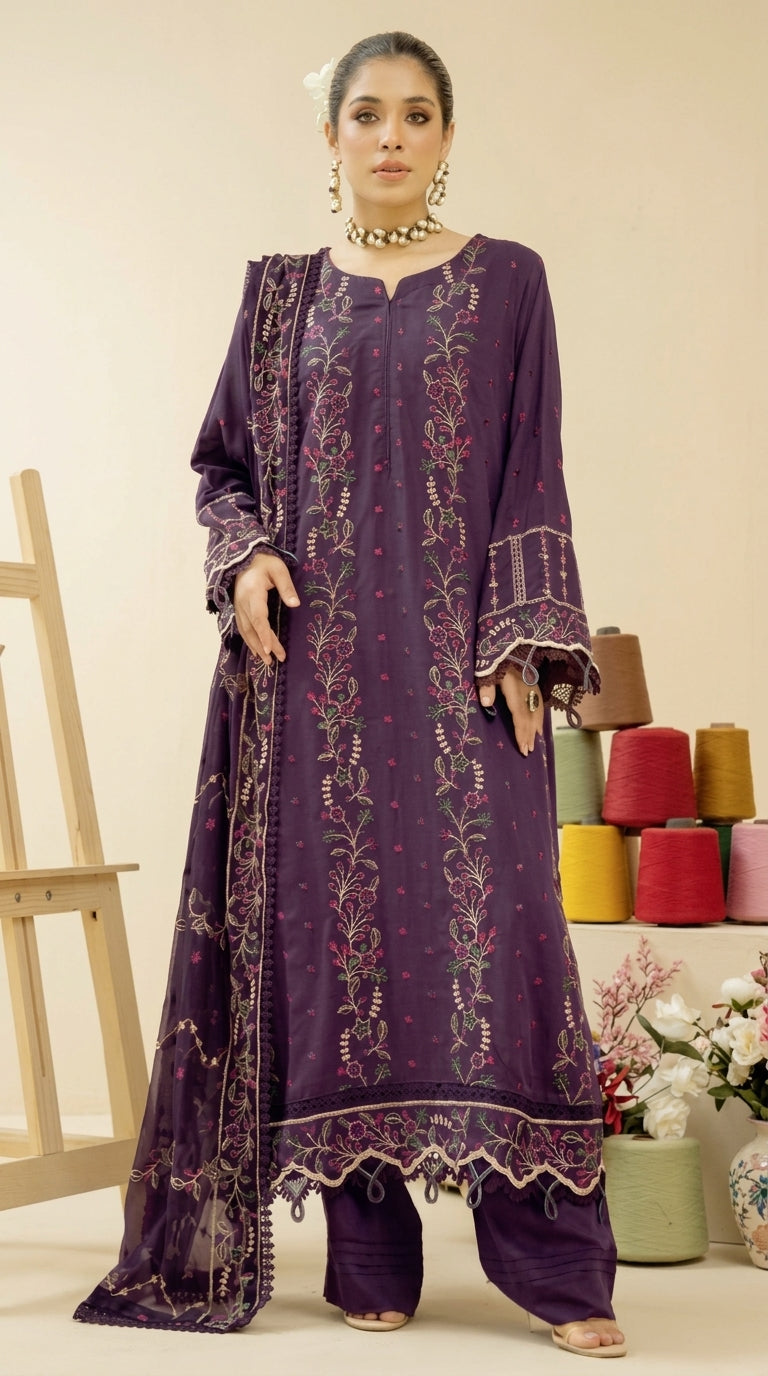 Johra Miraal | Embroidered Silk Unstitched Fabric | 1 Meter