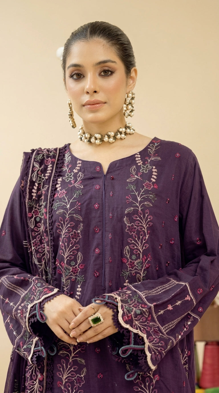 Johra Miraal | Embroidered Silk Unstitched Fabric | 1 Meter