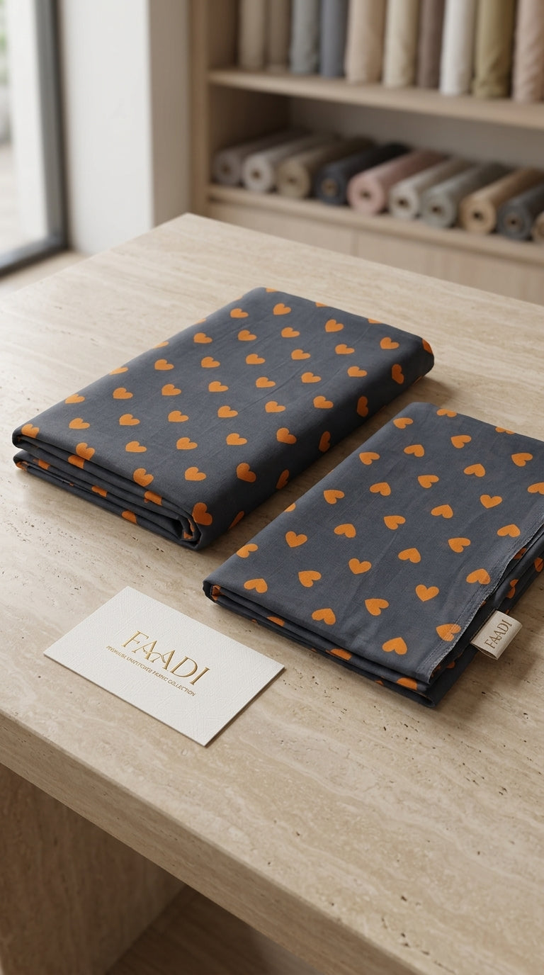 Black & Orange | Printed Lawn Unstitched Fabric | 1 Meter
