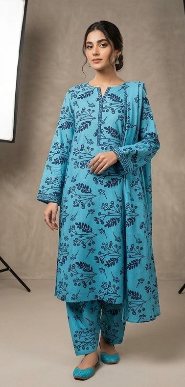Light Blue | Printed Lawn Unstitched Fabric | 1 Meter