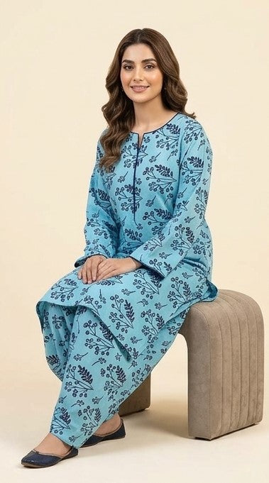 Light Blue | Printed Lawn Unstitched Fabric | 1 Meter