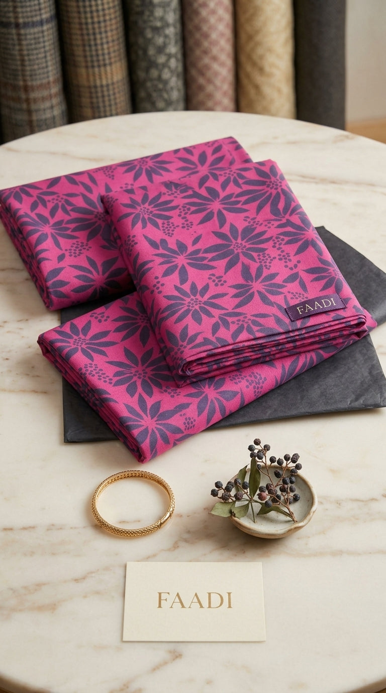 Pink Floral | Printed Lawn Unstitched Fabric | 1 Meter
