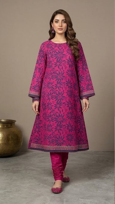 Pink Floral | Printed Lawn Unstitched Fabric | 1 Meter