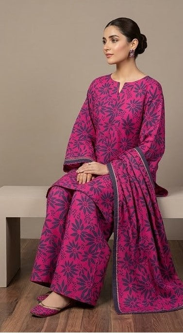 Pink Floral | Printed Lawn Unstitched Fabric | 1 Meter