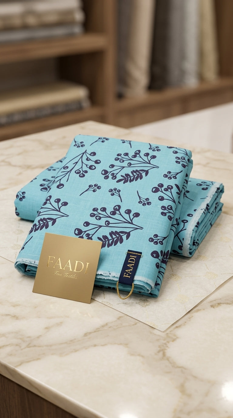 Light Blue | Printed Lawn Unstitched Fabric | 1 Meter